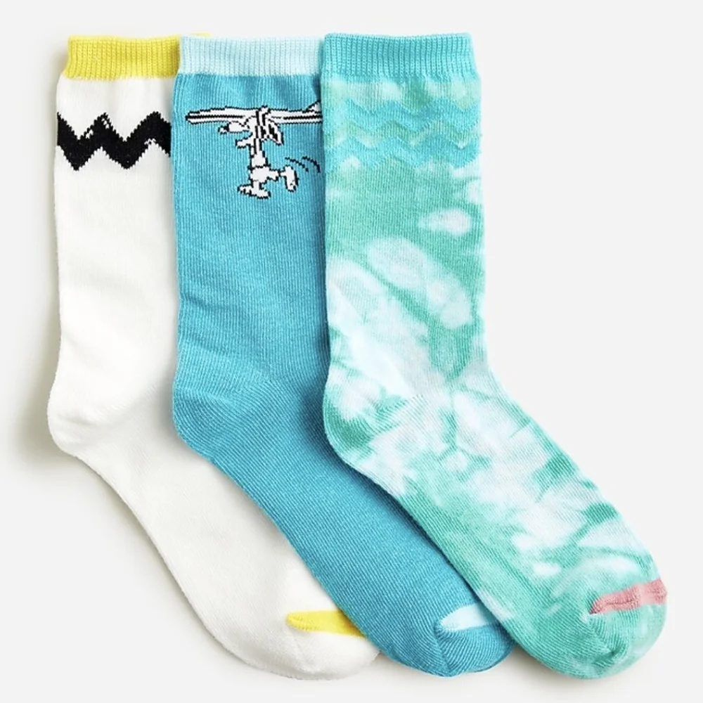 J. Crew Peanuts® X Crewcuts Snoopy trouser socks 3-pack YOUTH MED K13-K2 BNWT SO